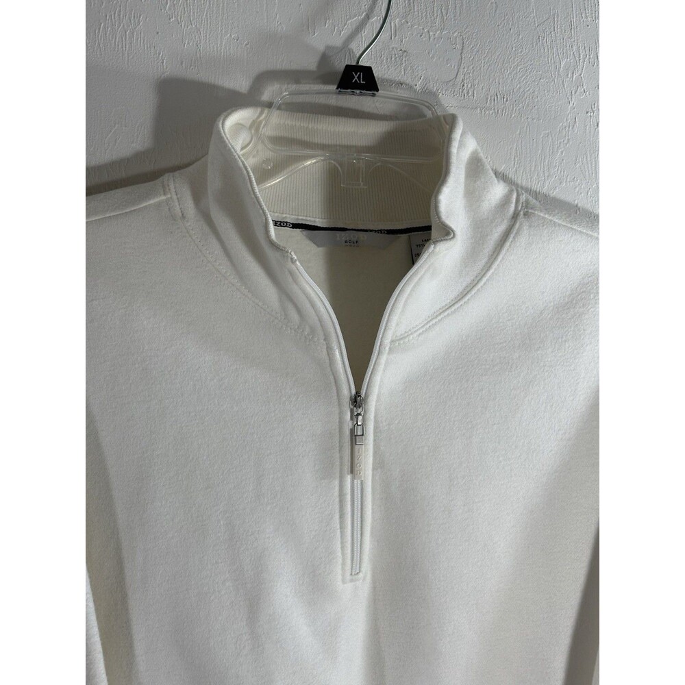 IZOD 1/4 Zip Sz Large Sweater Men’s Cotton Cream Ivory Preppy Golf Cotton Blend